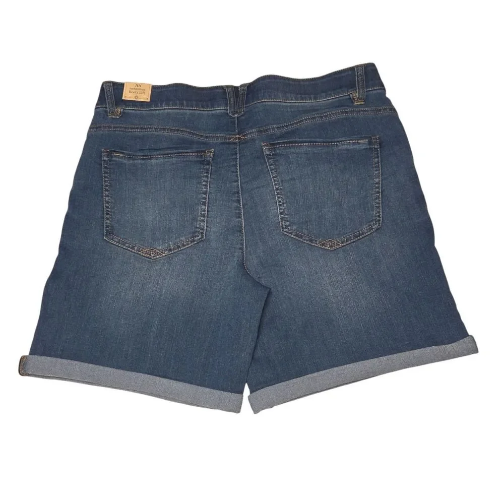 Democracy Destructed Denim Rolled Cuff Shorts Size 16 Blue Booty Lift Mold Hold